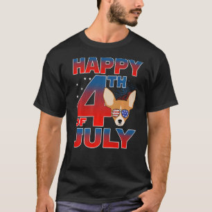 Chihuahua Dog American Flag Brille Happy 4. J T-Shirt