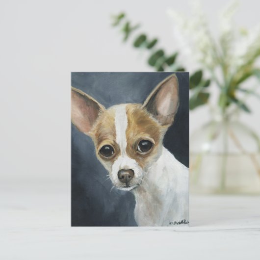 "Chihuahua" Dog Art Postcard Postkarte (Stehend Vorderseite)