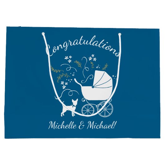 Chihuahua Dog Babydusche Große Geschenktüte (Rückseite)