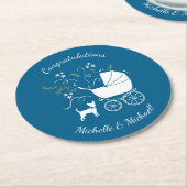 Chihuahua Dog Babydusche Runder Pappuntersetzer (Angewinkelt)