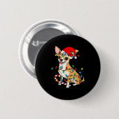 Chihuahua Dog Christmas Lights Santa Xmas Pet Dog Button (Vorne & Hinten)