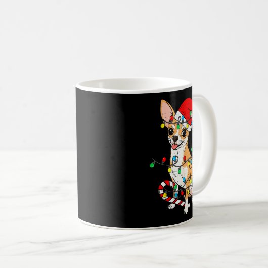 Chihuahua Dog Christmas Lights Santa Xmas Pet Dog Kaffeetasse (VorderseiteRechts)