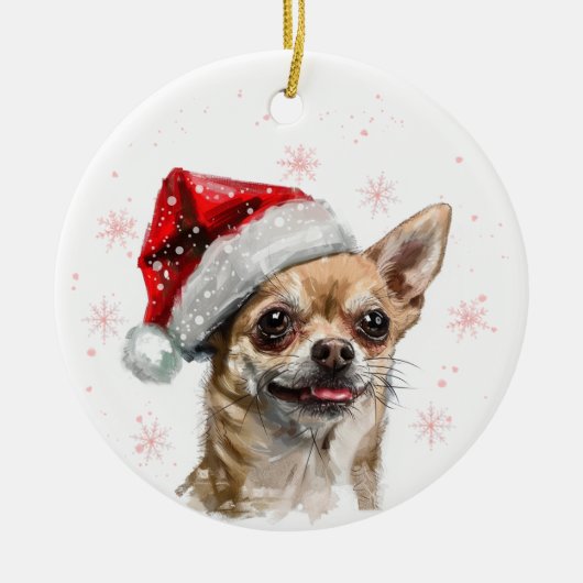 Chihuahua Dog Christmas Personalized Keramik Ornament (Vorne)