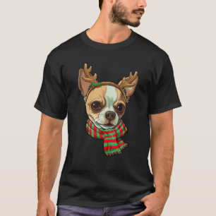 Chihuahua Dog Christmas Rentier Weihnachtsmannmütz T-Shirt