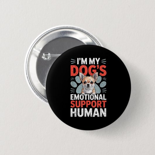 Chihuahua Dog Emotional Suprt Human Button (Vorne & Hinten)