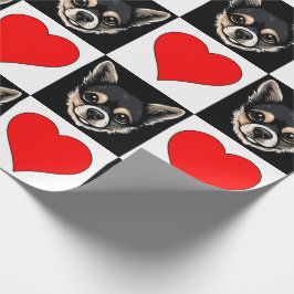 Chihuahua Dog Face Herz Muster Niedliche Welpenges Geschenkpapier