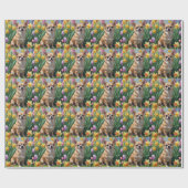 Chihuahua Dog Frühlingsblumen Malerei Geschenkpapier (Flach)