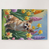 Chihuahua Dog Frühlingsblumen Malerei Puzzle (Horizontal)
