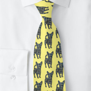 Chihuahua Dog Gelb & Blau Gridlines Gelber Neck Krawatte