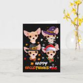 Chihuahua Dog Hallothanksmas Halloween Thanksgivin Karte (Gelbe Blume)