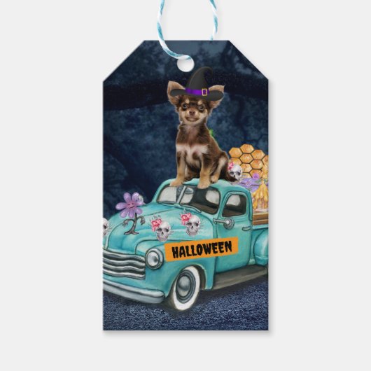 Chihuahua Dog Halloween Lkw Beängstigende Nacht Geschenkanhänger (Vorderseite)