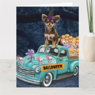 Chihuahua Dog Halloween Lkw Beängstigende Nacht Karte