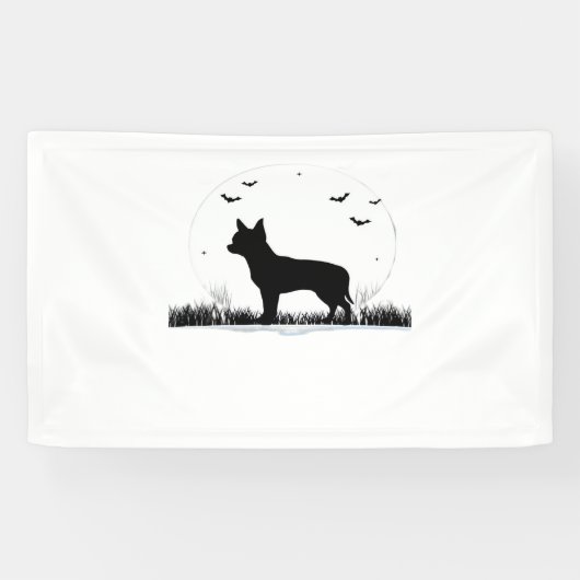 Chihuahua Dog - Halloween Moon Silhouette Classic Banner (Horizontal)