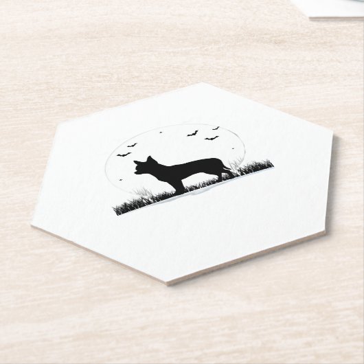 Chihuahua Dog - Halloween Moon Silhouette Classic Untersetzer (angewinkelt)