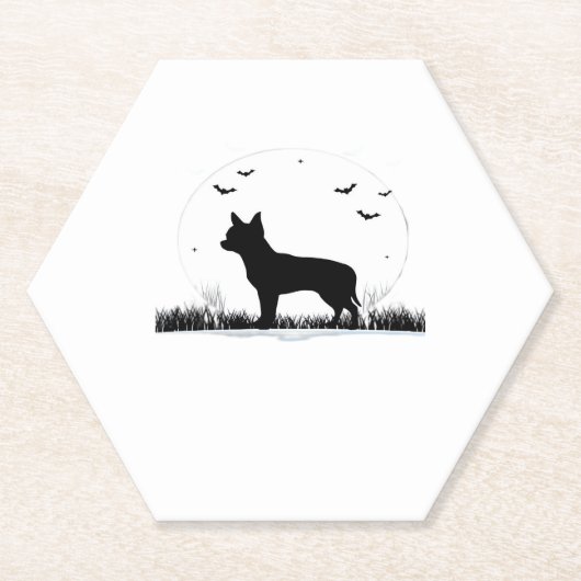 Chihuahua Dog - Halloween Moon Silhouette Classic Untersetzer (Vorderseite)