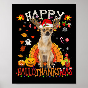 Chihuahua Dog Halloween Weihnachtshund Happy Hallo Poster