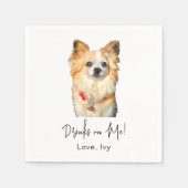 Chihuahua Dog Hand Zeichne Personalisierte Napkins Serviette (Vorderseite)