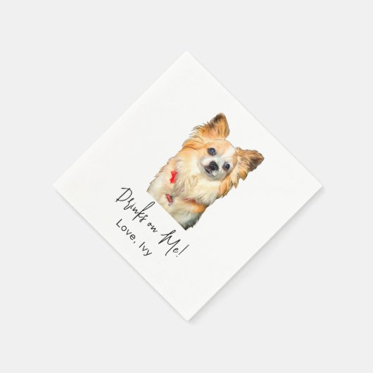 Chihuahua Dog Hand Zeichne Personalisierte Napkins Serviette (Ecke)