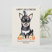 Chihuahua Dog Happy Halloween Feiertagskarte (Stehend Vorderseite)