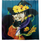 Chihuahua Dog Hexenmeister Halloween Duschvorhang (Vorderseite)