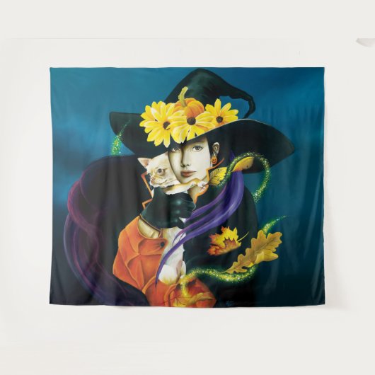 Chihuahua Dog Hexenmeister Halloween Wandteppich (Vorderseite (Horizontal))