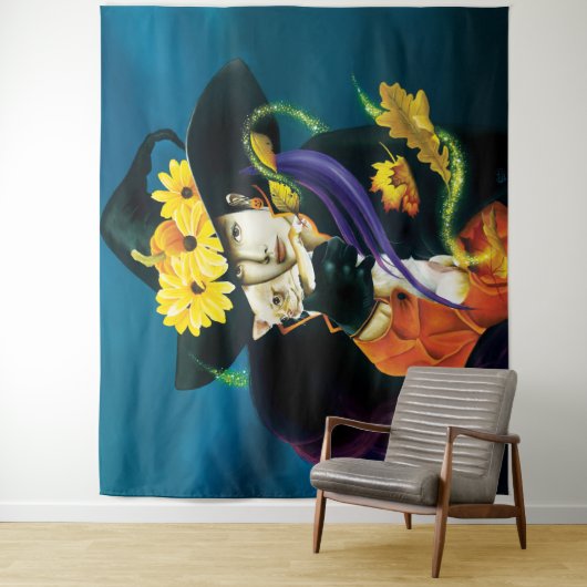 Chihuahua Dog Hexenmeister Halloween Wandteppich (Beispiel)