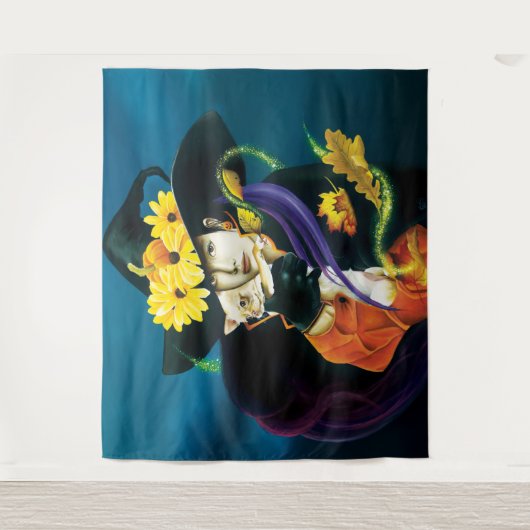 Chihuahua Dog Hexenmeister Halloween Wandteppich (Vorderseite)