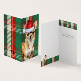 Chihuahua Dog Holiday Green Karierte Weihnachtskar