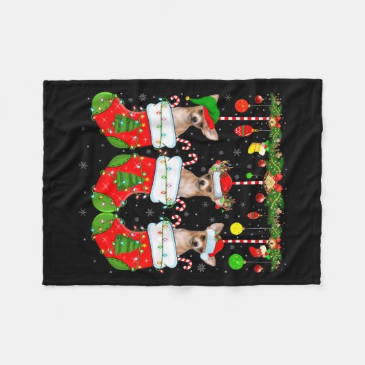 Chihuahua Dog In Christmas Socks Funny Pet Dog Lov Fleecedecke (Vorderseite (Horizontal))