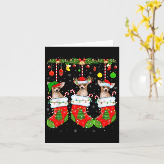 Chihuahua Dog In Christmas Socks Funny Pet Dog Lov Karte (Gelbe Blume)