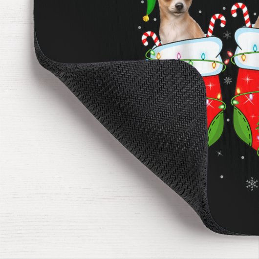 Chihuahua Dog In Christmas Socks Funny Pet Dog Lov Mousepad (Ecke)