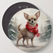 Chihuahua Dog in Schnee Weihnachten Button (Vorne & Hinten)