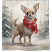 Chihuahua Dog in Schnee Weihnachten Duschvorhang (Vorderseite)