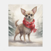 Chihuahua Dog in Schnee Weihnachten Fleecedecke (Vorderseite)