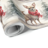 Chihuahua Dog in Schnee Weihnachten Geschenkpapier (Rolleneckpunkt)