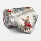 Chihuahua Dog in Schnee Weihnachten Krawatte (Gerollt)