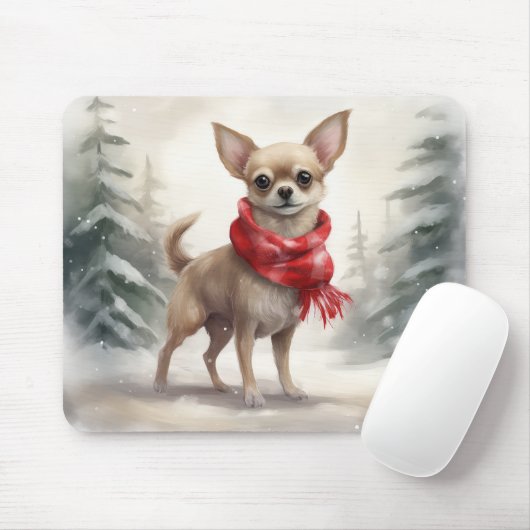 Chihuahua Dog in Schnee Weihnachten Mousepad (Mit Mouse)