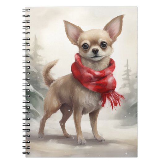 Chihuahua Dog in Schnee Weihnachten Notizblock (Vorderseite)