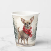 Chihuahua Dog in Schnee Weihnachten Pappbecher (Vorderseite)