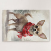 Chihuahua Dog in Schnee Weihnachten Puzzle (Horizontal)