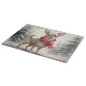 Chihuahua Dog in Schnee Weihnachten Schneidebrett (Ecke)