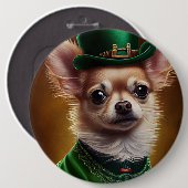 Chihuahua Dog in St. Patrick's Day Dress Button (Vorne & Hinten)