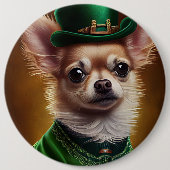 Chihuahua Dog in St. Patrick's Day Dress Button (Vorderseite)