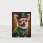 Chihuahua Dog in St. Patrick's Day Dress Karte (Vorderseite)