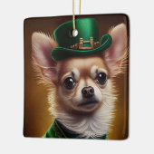 Chihuahua Dog in St. Patrick's Day Dress Keramikornament (Links)