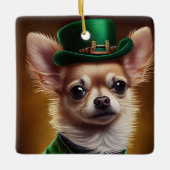 Chihuahua Dog in St. Patrick's Day Dress Keramikornament (Vorderseite)
