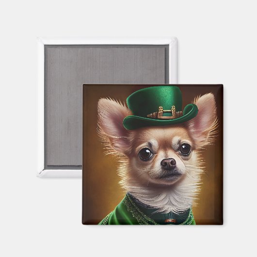 Chihuahua Dog in St. Patrick's Day Dress Magnet (Vorderseite/Rückseite)