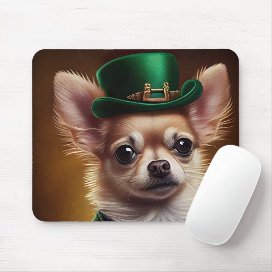 Chihuahua Dog in St. Patrick's Day Dress Mousepad (Mit Mouse)