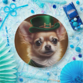 Chihuahua Dog in St. Patrick's Day Dress Pappteller (Party)