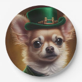Chihuahua Dog in St. Patrick's Day Dress Pappteller (Vorderseite)